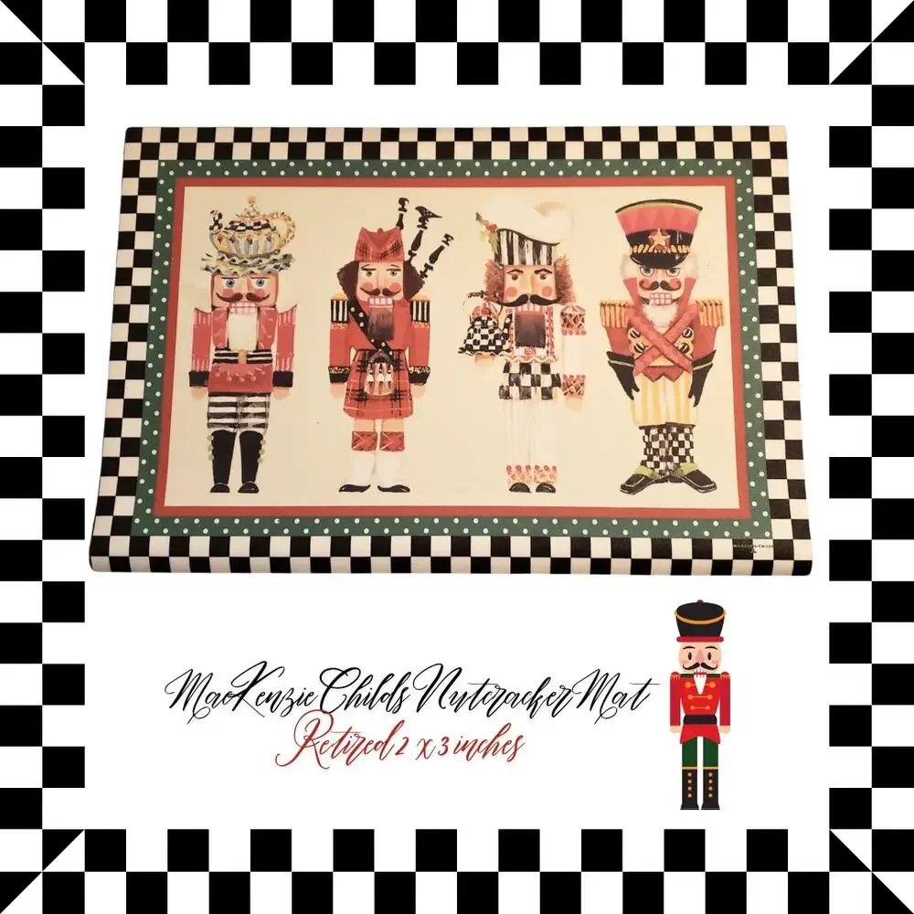 MacKenzie Childs Courtly Check Nutcracker Floor Mat 2' x 3' Retired Collectible